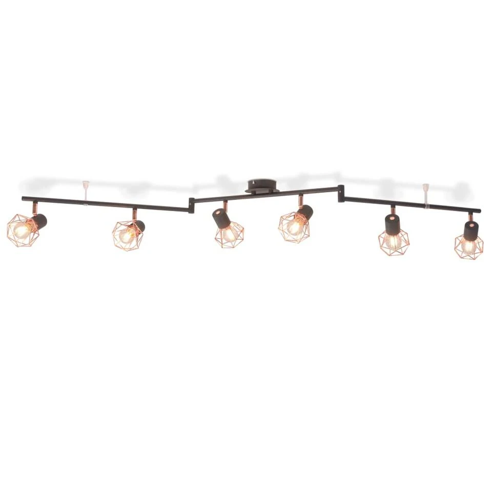 VidaXL Plafondlamp Met 6 Spotlights E14 Zwart En Koper - Afbeelding 2