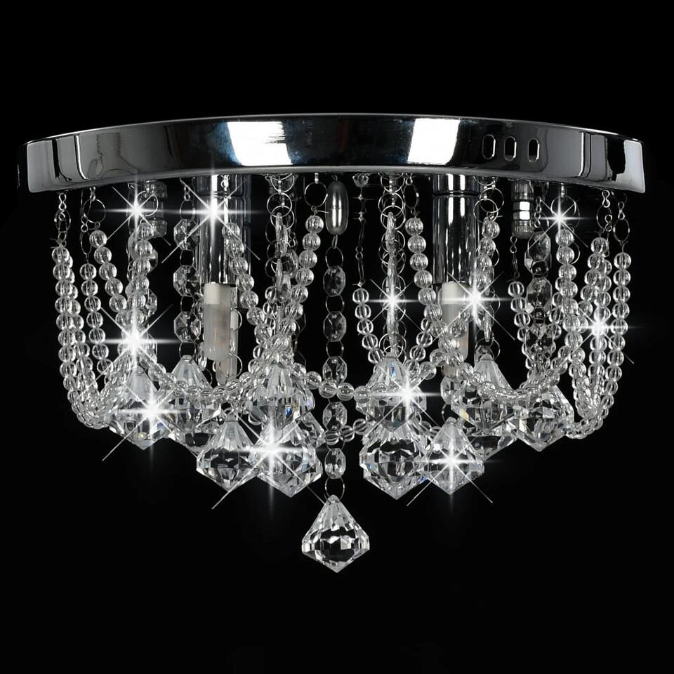 VidaXL Plafondlamp Met Kristallen Kralen Rond 4xG9 Zilverkleurig - Afbeelding 4